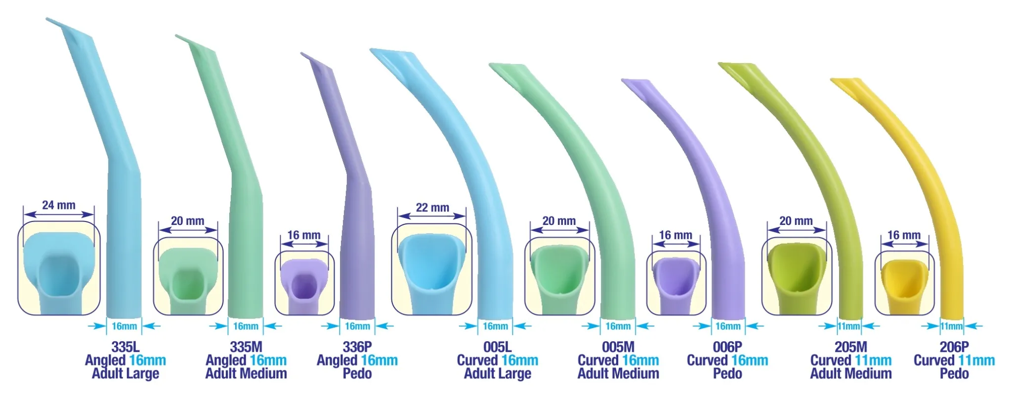 335-6-005-6 Dental-Sauger-Tips in verschiedenen Größen (335–336, 005–006)