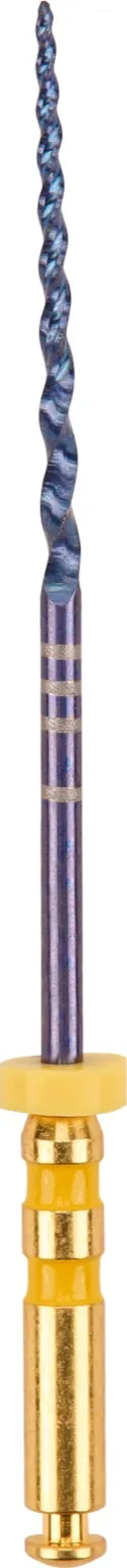 Premium Plus E02 Super File Blue F5 Endodontie-Feile mit gelbem Ring, NiTi heat activated.