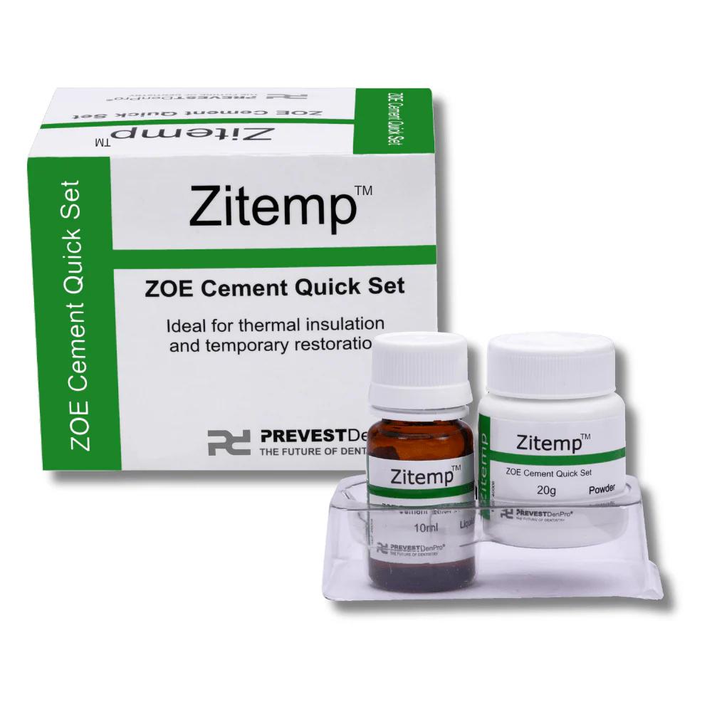 Zitemp ZOE Zahnzement – Zinkoxid-Eugenol, Schnell Aushärtend – 15 g Pulver/10 ml Flüssigkeit
