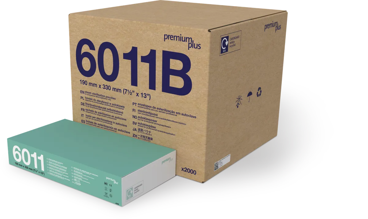 Sterilisationsbeutel Premium Plus 6011 Sterilisationsbeutel Premium Plus 6011B – Verpackung 190 x 330 mm, 2000 Stück