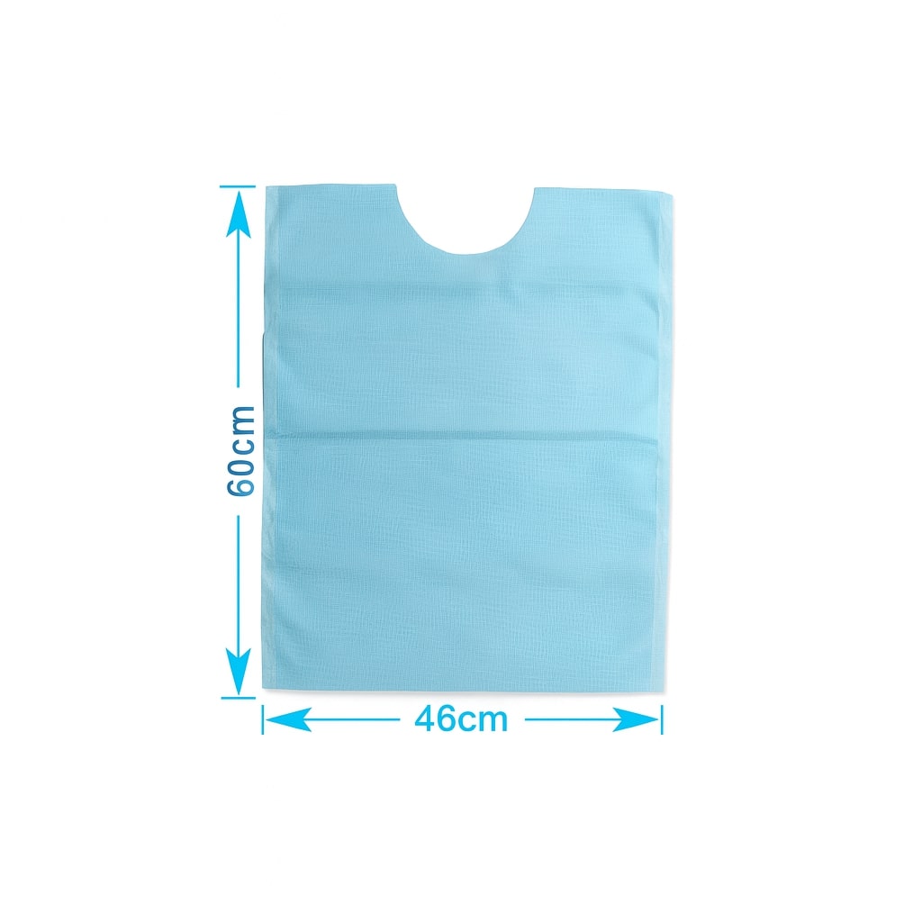 Patientenservietten Extra Lang – 2-lagiges Gewebe, 60x45 cm, Konturhals, Hellblau – 100 Stk.