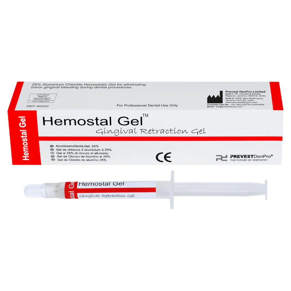 Hemostal Gel – Gingivaretraktionsgel für Blutstillung, Thixotrop – 3 g Spritze + 10 Spitzen