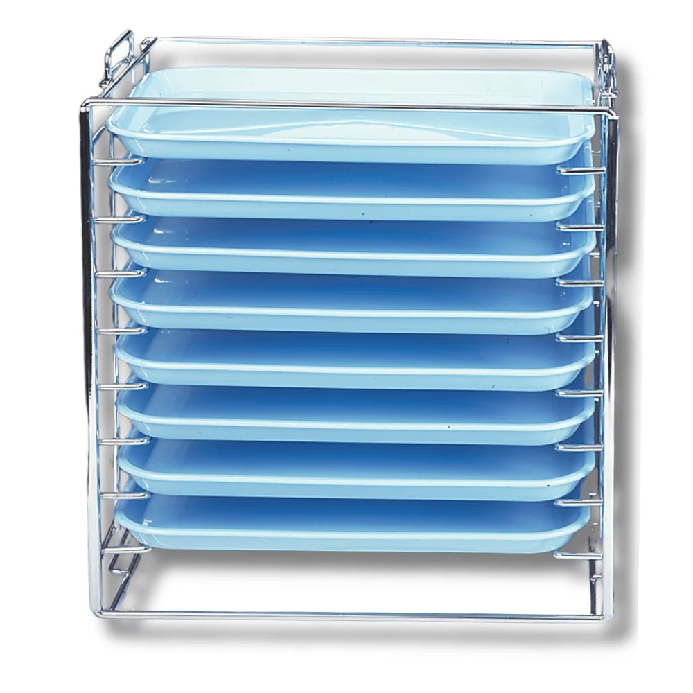 Instrumenten Tray Rack – Autoklavierbar, für 8 Standard-Trays, Verchromter Stahl – 1 Stk.