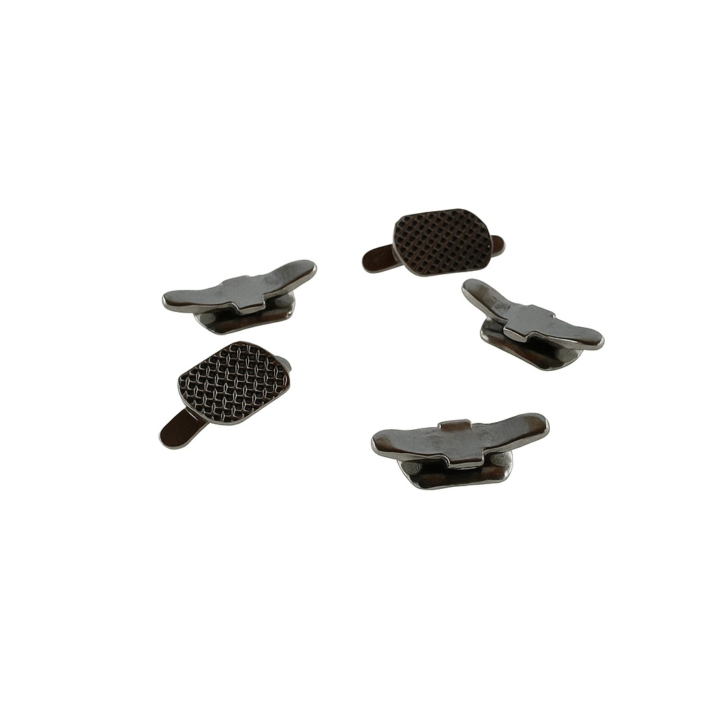 Metall-Lingualhaken klebbar, ovale Basis, 10 Stk