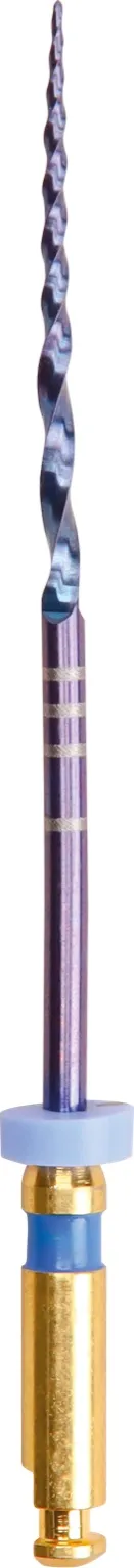 Premium Plus E02 Super File Blue F3 Endodontie-Feile mit blauem Ring.
