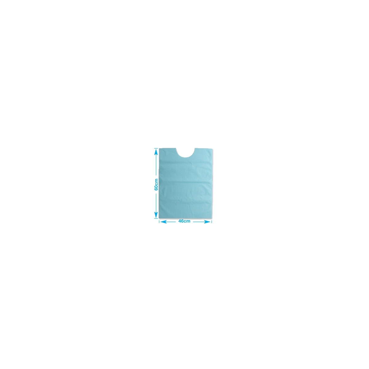 Patientenumhang 46 x 60 cm – wasserabweisend, Einmalgebrauch Blauer Dental-Patientenumhang aus wasserabweisendem Material, 46 x 60 cm, mit Halsausschnitt für optimalen Schutz während der Behandlung