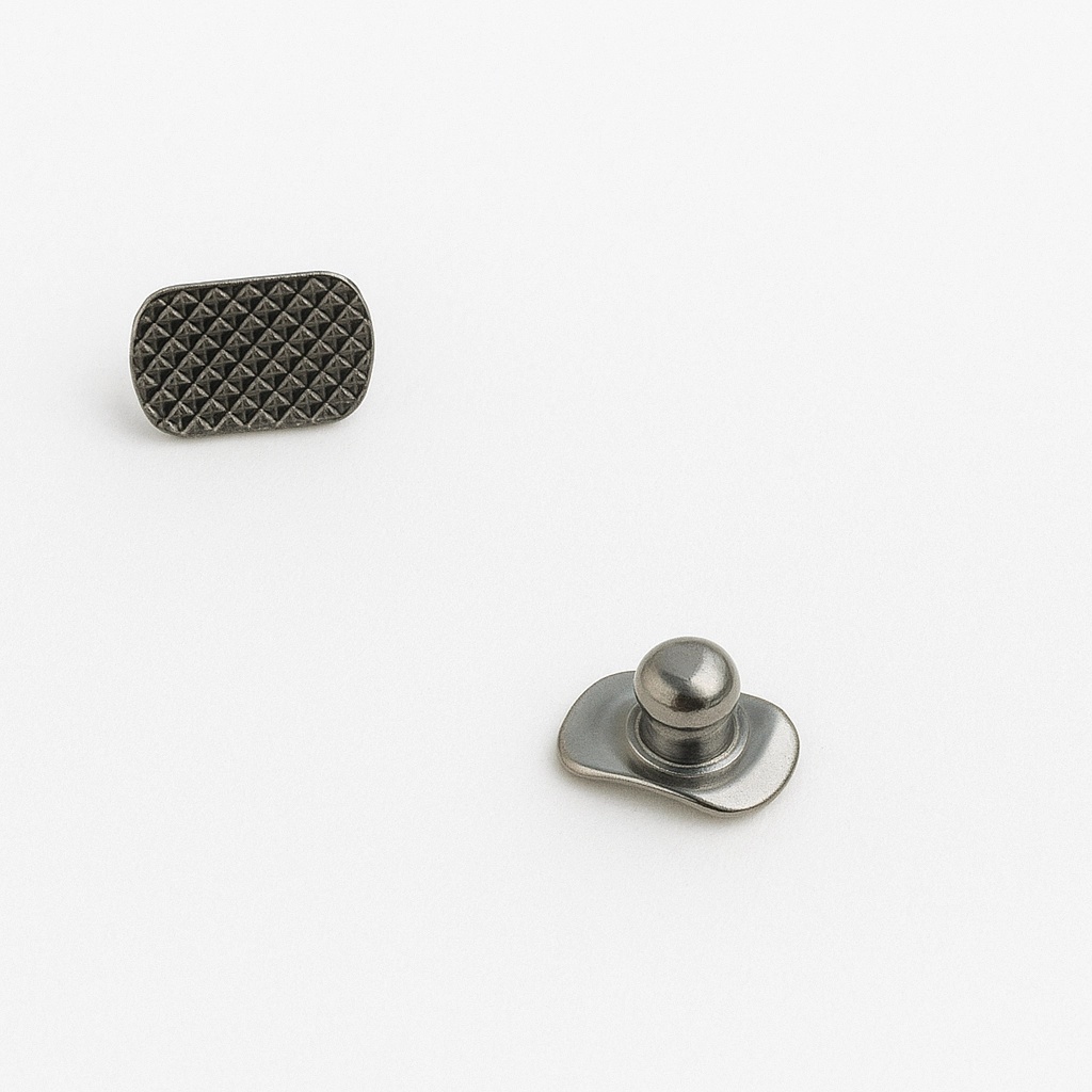 Linguale Metall-Buttons, ovale Basis, 10 Stk